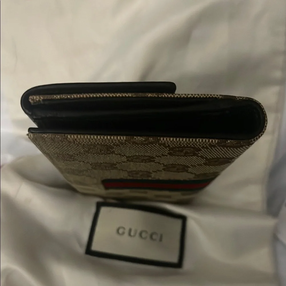 Gucci Beige Monogram Clutch with Black Flap with COA pristine condition